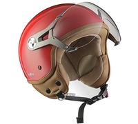 SOXON® SP-325 Mono „Red“ · Jet-Helm · Motorrad-Helm Roller-Helm Scooter-Helm Moped Mofa-Helm Chopper Retro Vespa Vintage Pilot Biker Helmet · ECE 22.05 Visier Schnellverschluss Tasche S (55-56cm)
