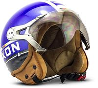 Soxon® SP-325 Plus „Blue“ · Jet-Helm · Motorrad-Helm Roller-Helm Scooter-Helm Moped Mofa-Helm Chopper Retro Vespa Vintage Pilot Biker Helmet · ECE 22.05 Visier Schnellverschluss Tasche L (59-60cm)