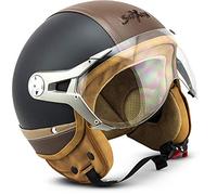 Soxon® SP-325 Urban „Black“ · Jet-Helm · Motorrad-Helm Roller-Helm Scooter-Helm Moped Mofa-Helm Chopper Retro Vespa Vintage · ECE 22.05 Visier Leather-Design Schnellverschluss Tasche XS (53-54cm)