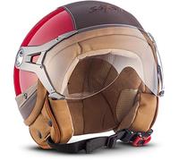 Soxon® SP-325 Urban „Red“ · Jet-Helm · Motorrad-Helm Roller-Helm Scooter-Helm Moped Mofa-Helm Chopper Retro Vespa Vintage Pilot · ECE 22.05 Visier Leather-Design Schnellverschluss Tasche L (59-60cm)
