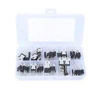 Spannungsregler-Transistor-Sortimentskit 50-teilig |10 Werte LM317T L7805 L7812 für Schaltungsdesign/DIY-Projekte |Mit transparenter Aufbewahrungsbox mit 10 Fächern