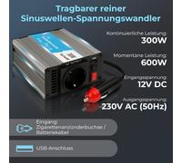 Extralink CAR VOLTAGE CONVERTER 12V - 230V, 300W, PURE SINUS OPIP-300W Netzteil & Spannungsumwandler Auto Aluminium