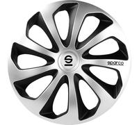 SPARCO SPC1473SVBK Sicilia 4 Stück Radzierblenden, Silber/Schwarz, 4 Stück, 14" SCHWARZ/SILBER