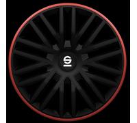 Radkappen Radzierblenden Sparco Bergamo 15" Zoll Abdeckung Set Schwarz Rot 4x