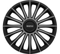 Sparco spc1593bkgr Set von 4 Radkappen 15 Zoll Treviso, Schwarz/Silber