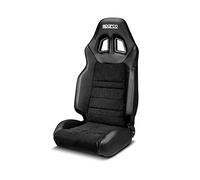 SPARCO Sportsitz R100+ Schwarz Kunstleder/Mikrofaser + Schwarze Nähte (Verstellbar), 009016ANR, Black