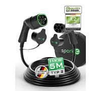 SPARK-E Typ 2 Ladekabel 11kW 5M für EV Elektroautos - Inkl. Tasche, 16A3P, Mode 3 - Wallbox Kompatibel