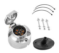 SPARKMOTO Metall Anhänger Steckdose 7 Polig,nach ISO1724,12V Wasserdicht 7Polige Anhänger Steckdose mit Aluminium-Guss Gehäuse,inkl. Wasserdichtes Gummipad, PKW KFZ LKW AHK Anhänger Steckdose 7 Polig