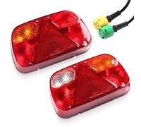 SPARKMOTO PKW Anhänger Beleuchtung Rückleuchten Mit 5 Polig Bajonett Stecker, 12V Rückleuchten für Anhänger Set inkl. Glühbirnen,Anhängerbeleuchtung Rücklichter mit 7 Funktionen