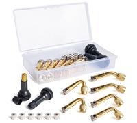 SPDYCESS 14 Stück Reifenventilverlängerung Set, 45/90/135 Grad Ventil Verlängerung, Gummireifen Ventilkappe TR413, Metall Ventilkappen für Auto Motorrad Fahrrad Scooter KFZ