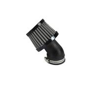 Sportluftfilter, Luftfilter Tuning, 28mm Anschluss, 45° abgewinkelt, Deckel Schwarz, inkl. Schelle für Motorrad Roller Moped