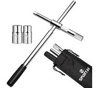 Spurtar Teleskop Radmutternschlüssel mit Stecknüssen 17/19 mm und 21/23 mm - 55CM Ausziehbarer Teleskop Radkreuz für sicheren Reifenwechsel Pkw Lkw Motorrad, inkl. Canvas Beutel