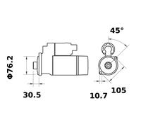 Anlasser Starter für Verbrenner 12 V 2 kW 9 Zähne MAHLE für u.a. BOMAG