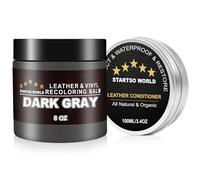 STARTSO WORLD Leder Reparatur Set Dunkelgrau mit Lederfett, 200ml Flüssigleder, Lederfarbe, Leder-Schramm-Entferner, Leder- & Vinyl-Reparaturset für Möbel, Couchen, Sofas, Autositze, Schuhe