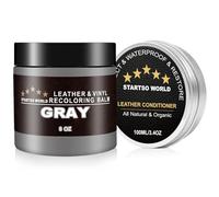 STARTSO WORLD Leder Reparatur Set Grau mit Lederfett, 200ml Flüssigleder, Lederfarbe, Leder-Schramm-Entferner, Leder- & Vinyl-Reparaturset für Möbel, Couchen, Sofas, Autositze, Schuhe