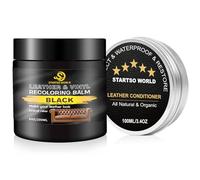 STARTSO WORLD Leder Reparatur Set Schwarz mit Lederfett, 200ml Flüssigleder, Lederfarbe, Lederpflege Auto, Leder- & Vinyl-Reparaturset für Möbel, Couchen, Sofas, Autositze, Schuhe