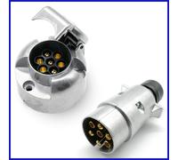 Stecker + Steckdose 7 polig 12V SET Aluminium für Anhänger Beleuchtung PKW KFZ