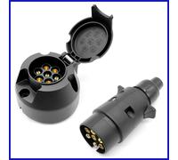 Stecker + Steckdose 7 polig 12V SET Kunststoff für Anhänger Beleuchtung PKW KFZ