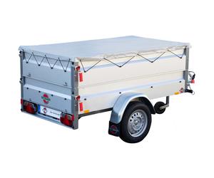 Stema Anhänger Basic 750 inkl. Stützrad, Bordwandaufsatz, Flachplane Lichtgrau