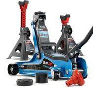 STIX Wagenheber Set 2,5T - Hydraulischer Rangierwagenheber 85-365 mm + Unterstellböcke 3T mit Sicherungspin - Autoheber Set für PKW, SUV & Werkstatt