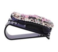 Strass Sonnenblenden Brillenhalter für Auto, Dekorativer Clip | Kunststoff mit Funkelnden Rhinestones, für Sonnenbrillen und Ticketkarten, Hält Ordnung im Innenraum