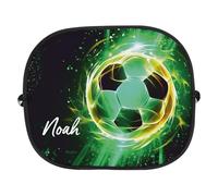 Striefchen® Sonnenschutz für Seitenscheiben Auto für Kinder mit Namensaufdruck (Fußball)