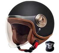 STRTG 3/4 Retro-Motorradhelm,Rollerhelm Mit Visier,ECE-Zugelassener Retro-Jet-Helm Für Damen Und Herren,Moped,Motorrad Für Vespa, ATV, Moped 3