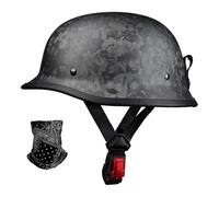 STTTBD Deutsche Leder-Motorrad-Halbhelme, Retro-Halbschalenhelm, Jethelm mit Visier, Schnellverschlussschnalle für Cruiser, Chopper, Biker, Moped, DOT/ECE C,3XL=64-65cm