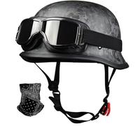 STTTBD Halbschalenhelm aus Kohlefaser im Deutschen Stil mit DOT/ECE, Halbschalen-Motorradhelme mit verstellbarem Schnellverschluss und Schutzbrille für Erwachsene, Männer und Frauen B,3XL=64-65cm