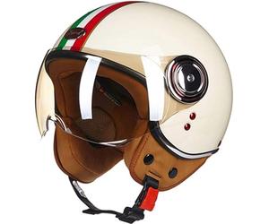 STTTBD Vespa-Helm mit offenem Gesicht, Herren und Damen, Motorrad, Roller, Halbgesichtshelm, Jet, Pilot, Motor, Retro, Chopper, Cruiser, Vintage-Mopedhelm, DOT/ECE-geprüft, für Kinder A,X-Large