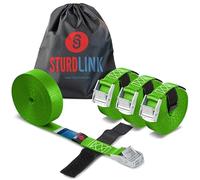 Sturdlink 4 Stück kleine Zurrgurte 25 mm 250 kg mit Schnalle + Klettverschluss 3 m 4 m 5 m Befestigung für Fahrrad-Tür, Motorrad, Anhänger, Dachbox, Auto, Sackkarre