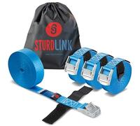 Sturdlink 4 Stück kleine Zurrgurte 25 mm 250 kg mit Schnalle + Klettverschluss 3m 4m 5m Befestigung für Fahrrad-Tür, Motorrad, Anhänger, Dachbox, Auto, Sackkarre