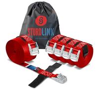 Sturdlink 6er Set Kleine Spanngurte 25mm 250kg mit Klemmschloss + Klettband 3m Befestigung für Fahrradträger, Gepäckträger, Anhänger, Dachbox, Auto, Camping, Motorrad, Gurte zum Befestigen