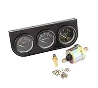 Suuonee Mehrfachanzeige, 52mm Dreifach Anzeigen 3 in 1 Multimeter + Wassertemperaturanzeige + Öldruckmesser mit Sensor für PKW-LKW
