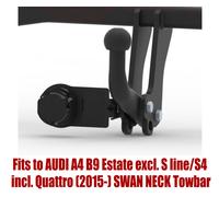 Swan Neck Abschleppstange Für AUDI A4 B9 Kombi (2015-) 7-Pol Bypass Relais Kit