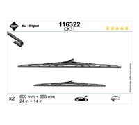 Wischblatt DAS ORIGINAL SET Vorne von SWF 2 Bügelwischblatt Bügelwischblatt (116322) Wischblatt Scheibenreinigung Scheibenwischer, Scheibenwischer, Wischer