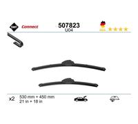 SWF Connect Wischer - U04 - Kit Aus in Deutschland Hergestellten Flachbalkenwischern Für Optimale Wischleistung 530mm/450mm - Vorne - 2er-Set