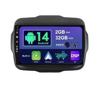SXAUTO Android 14 Autoradio für Jeep Renegade (2015-2018) GPS Navigation Radio - Eingebaut CarPlay Android Auto - LED Kamera - 2G+32G - Lenkradsteuerung DAB AHD DSP WiFi - 2 Din IPS 9 Zoll