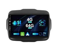 SXAUTO Android 14 IPS Autoradio für Jeep Renegade (2015-2018) - Eingebaut Carplay/Android Auto/DSP - LED Kamera + MIC - 4G+64G - DAB 360-CAM Lenkradsteuerung Fast-Boot WiFi AHD BT - 2 Din 9 Zoll
