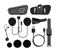 Sxhlseller Motorrad Bluetooth Intercom Headset, 10 Km Funk Intercom mit Kabellosem Push to Talk Schalter, Geräuschreduzierung, Wasserdicht, für Fahrradhelm