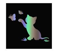 SXQPOCAR Fahrzeugkarosseriedekoration Katze Fangen Schmetterling Aufkleber Auto Body Bumper Vinyl Film Aufkleber(Colorful Laser,15x12cm)
