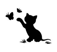 SXQPOCAR Fahrzeugkarosseriedekoration Katze Fangen Schmetterling Aufkleber Auto Body Bumper Vinyl Film Aufkleber(Glossy Black,20x15cm)