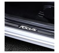 Symilov 4 Stück Auto Einstiegsleisten Schutz für Fo-rd Focus 4 3 2 MK4 MK3 MK2, Auto Türschweller Schutz mit Logo, Kohlefaser Auto Türeinstiegsschutz Aufkleber Tuning Zubehör,Black