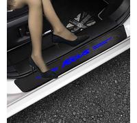 Symilov 4 Stück Auto Kohlefaser Einstiegsleisten Schutz Für Fo-rd Focus MK1 MK2 MK3 MK4 MK5 2010-2022 Tuning Zubehör mit Logo Türschwelle Anti Kratz Aufkleber Schutzstreifen,Blue
