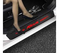 Symilov 4 Stück Auto Kohlefaser Einstiegsleisten Schutz Für Fo-rd Focus MK1 MK2 MK3 MK4 MK5 2010-2022 Tuning Zubehör mit Logo Türschwelle Anti Kratz Aufkleber Schutzstreifen,Red