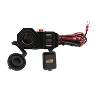 Syrisora Motorrad-Dual-USB-Ladegerät, 12 V, Wasserdicht, mit Digitalem Voltmeter und Sicherung für Telefon, GPS, Auto, Kühlschrank, Staubsauger