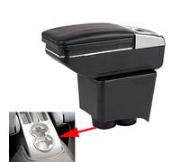 szss-car Leder Auto Mittelkonsole Armlehne Box Armlehnen Aufbewahrungsbox (Schwarz) Kompatibel mit VW Polo MK4 2002 2003 2004 2005 2006 2007 2008 2009 2010