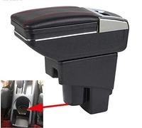 SZSS-CAR Leder Auto Mittelkonsole Armlehne Box Auto Innenteile Armlehnen Aufbewahrungsbox Kompatibel mit Honda Hatchback Fit/Jazz 2005 2006 2007(black)