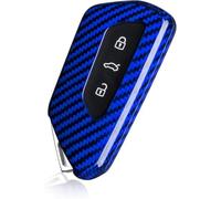 T-carbon autoschlüssel hülle kompatibel mit vw,Glasfaser Schlüssel Hülle kompatibel mit VW Golf 8 Seat Leon Tarraco Ateca Skoda Octavia Cupra Formentor Born, schlüssel Cover,Silber Schwarz,Blau