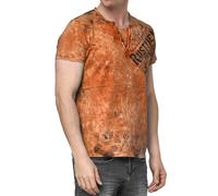 T-Shirt RUSTY NEAL, Herren, Gr. 3XL, orange, 100% Baumwolle, bedruckt, normal, Rundhals, Shirts, im coolen Used-Look-Design (24088365-XXXL) orange